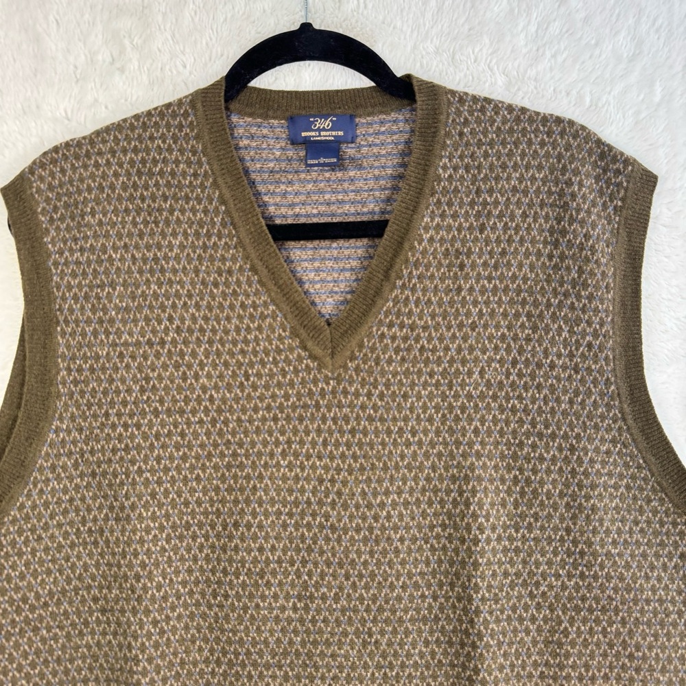 Brooks Brothers 346 Lambswool Vest Men’s Large Green Preppy Academia Grandpacore - Picture 2 of 7